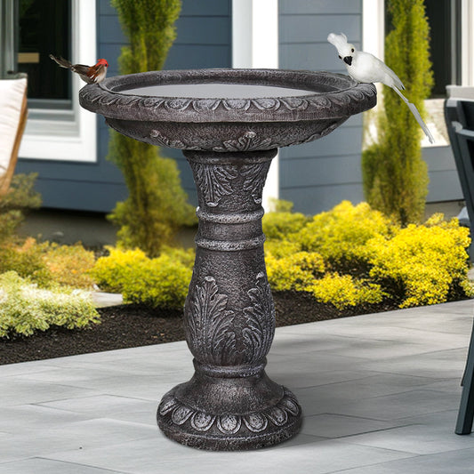 Concrete Leaf Bird Bath Acanthus Carved 24 Inch