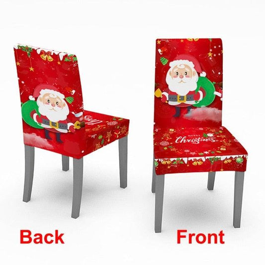 Christmas Chair Cover Stretch Spandex Digital Printed Silla Kitchen Dining Chair Covers Home Party Xmas Decor Stretch Chair Cover for Dining Room Chair Protector Seat Cover Stretch Slipcover Christmas Bell Furniture For Living Room Ceremony Hotel