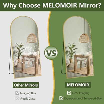 MELOMOIR Large Arched Mirror - Full Length, Extra Large Floor Mirror for Bedroom, Living Room, Gym - Hanging or Leaning - Gold Frame