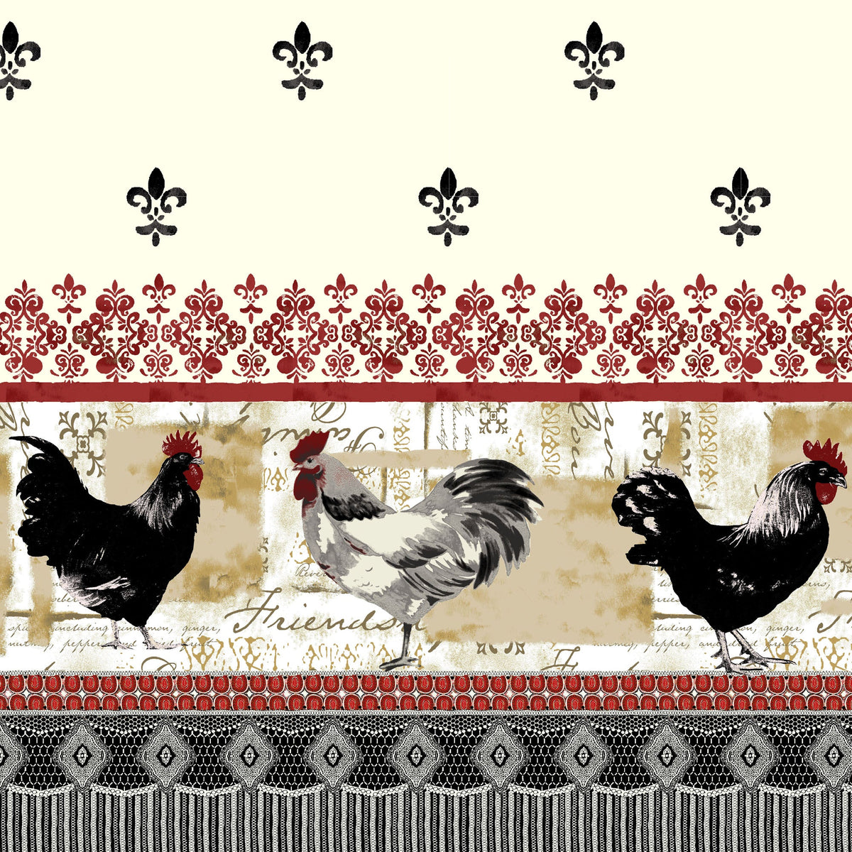 Printed Tier and Swag Window Curtain Set - 57x36 - Print Rooster - Burgundy