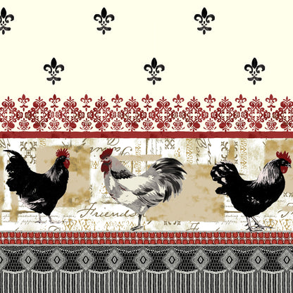 Printed Tier and Swag Window Curtain Set - 57x36 - Print Rooster - Burgundy