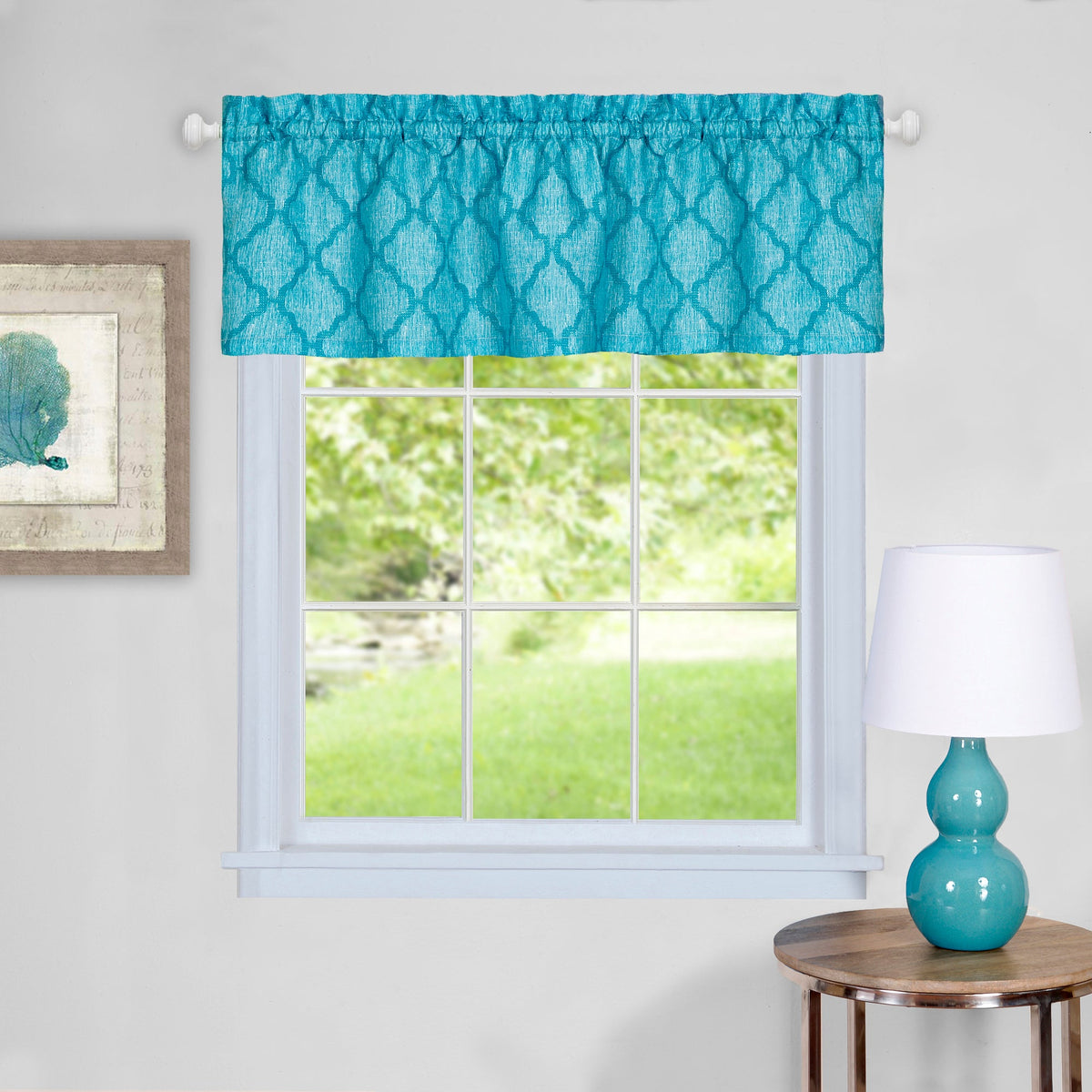 Window Curtain Valance Colby - 58 Inches Wide x 14 Inches High - Easy Installation - Machine Washable - Textiles & Soft Furnishings - Turquoise