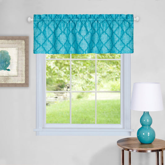 Window Curtain Valance Colby - 58 Inches Wide x 14 Inches High - Easy Installation - Machine Washable - Textiles & Soft Furnishings - Turquoise