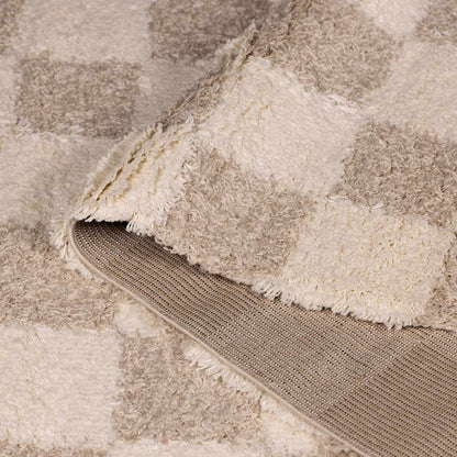 Atira Light Brown Checkered Area Rug