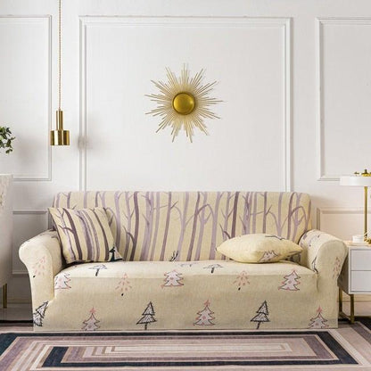 Elastic Plain Floral Printing  Sofa Cover Stretch for Living Room Couch Cover Chair Protector 1/2/3/4 Seater Printed Couch Cover for 3 Cushion Couch  Floral Pattern Sofa Cover with Separate Cushion Cover Pieces Stretch Sofa Slipcover