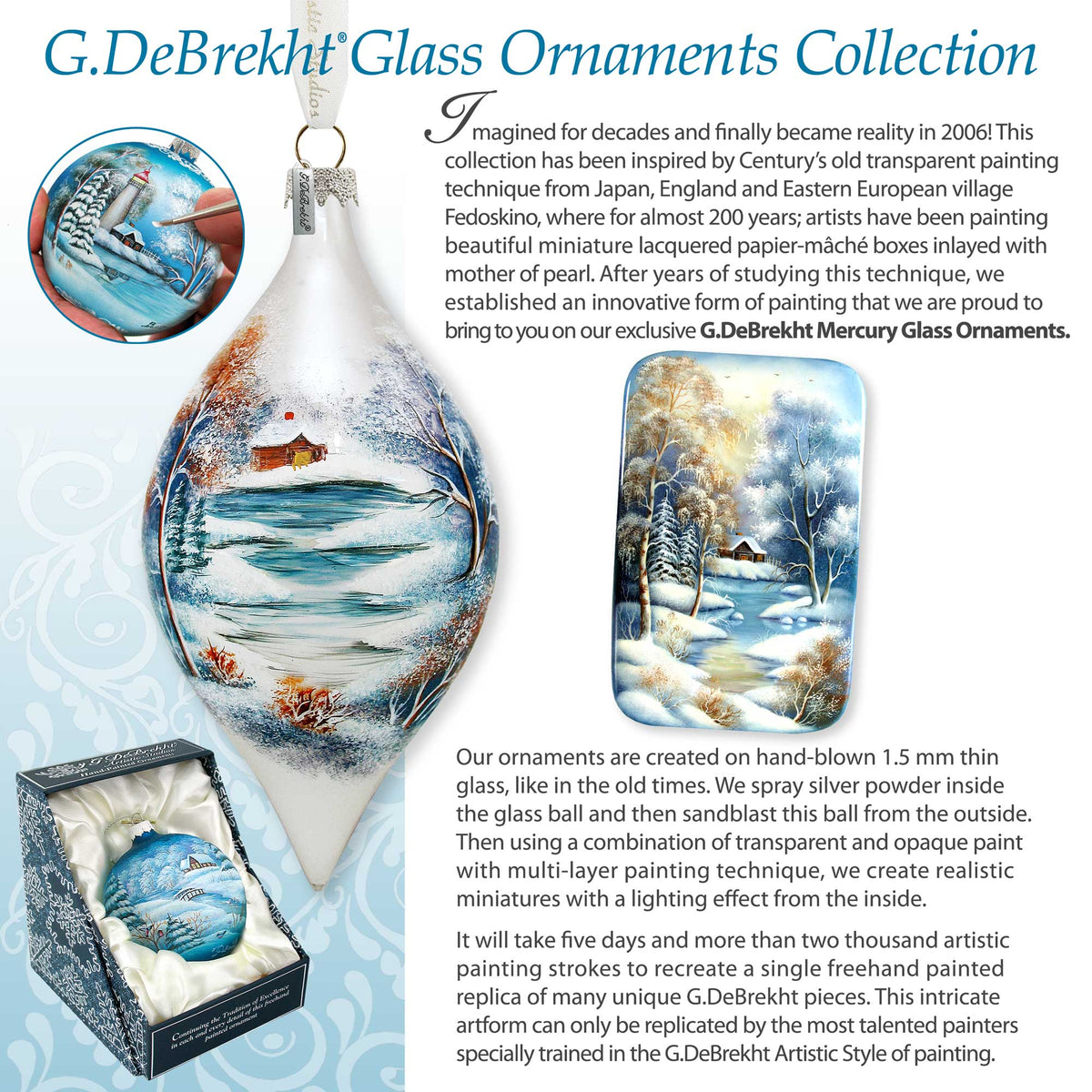 Alaska Eagle Mountain Landscape Glass Christmas Ornament – Wildlife Holiday Splendor Ornament by G. DeBrekht – 744-050