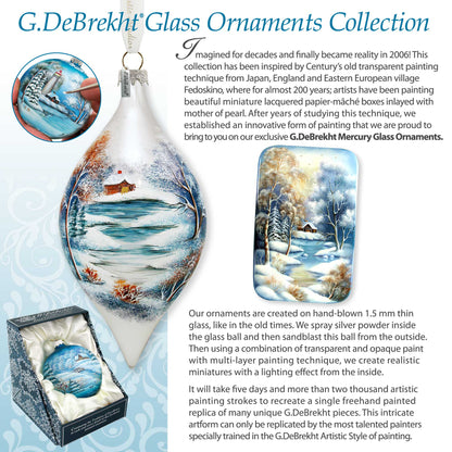 Alaska Eagle Mountain Landscape Glass Christmas Ornament – Wildlife Holiday Splendor Ornament by G. DeBrekht – 744-050