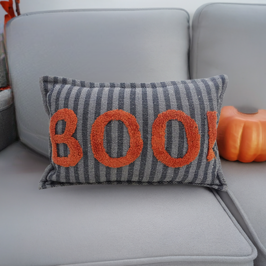 Vibhsa Halloween Throw Pillow Texted BOO! 14" x 24"