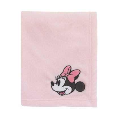 Disney Minnie Mouse 6 Piece Nursery Crib Bedding Set, Comforter, Two 100% Cotton Fitted Crib Sheets, Dust Ruffle, Baby Blanket, Changing Pad Cover, Pink, Grey & White