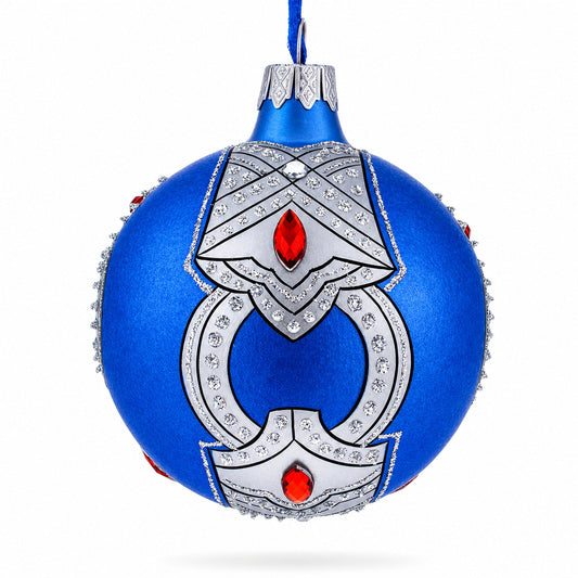 French Designer Luxury Ring Glass Ball Christmas Ornament 3.25 Inches