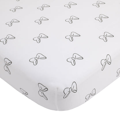 Disney Minnie Mouse 6 Piece Nursery Crib Bedding Set, Comforter, Two 100% Cotton Fitted Crib Sheets, Dust Ruffle, Baby Blanket, Changing Pad Cover, Pink, Grey & White